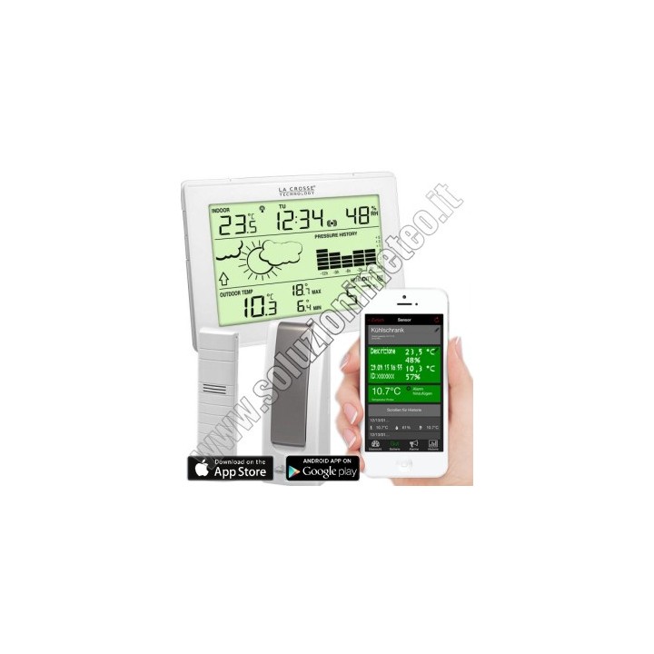 KIT La Crosse MA 10006 Mobile-Alerts Gateway LAN Sensore wireless di temperatura esterna e consolle interna